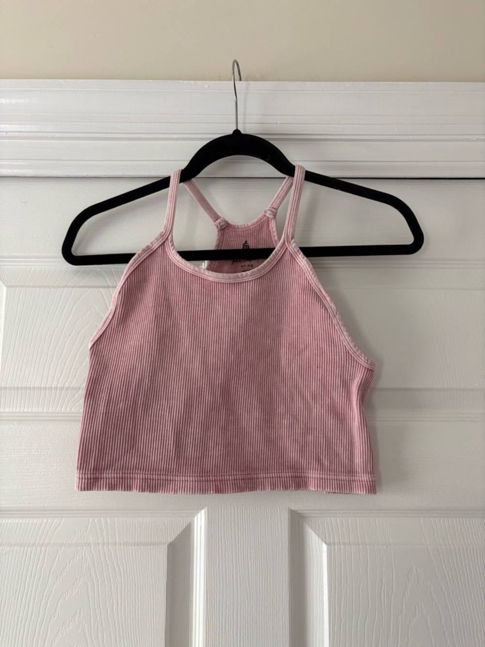 Free People Movement Happiness Runs Pink Ribbed Halter Crop Top